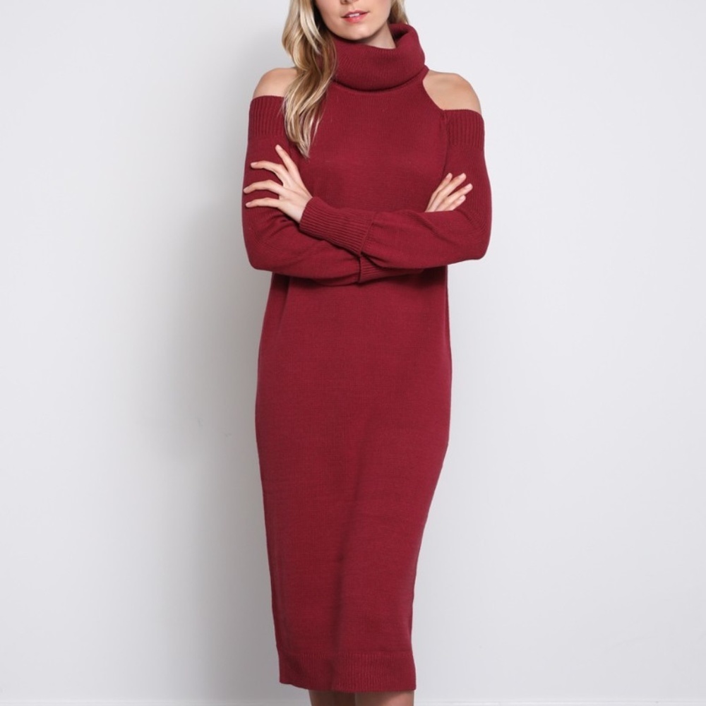 Cold Shoulder Sweater Dress